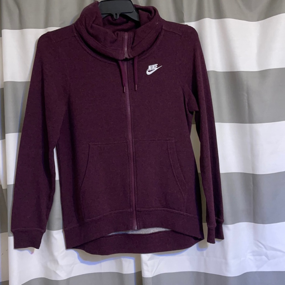 burgundy nike turtle neck zip up